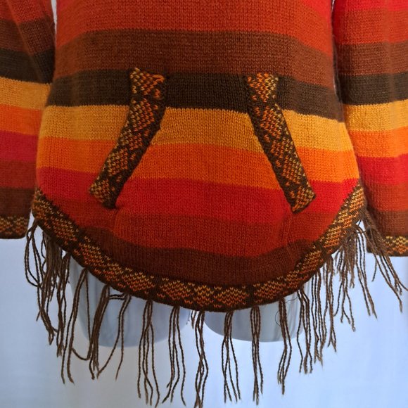 TJCO LOCO Peru ALPACA Sweater HOODIE Sz S - M UNIQUE COLORFUL STUNNING Like new - Picture 5 of 10